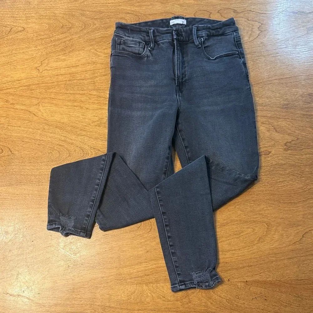 Good American High Rise Charcoal Skinny Jeans